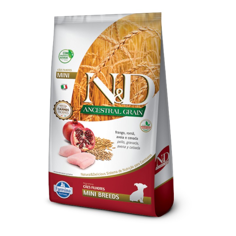 N&D Ancestral Grain Cachorros Razas Pequeñas Pollo y Granada