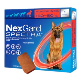 Nexgard Spectra Antipulgas y Desparasitante para Perros 30kg a 60kg Rojo