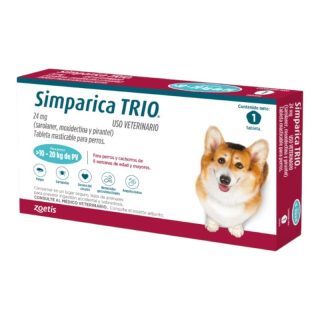 Simparica Trio Antipulgas para Perros de 10kg a 20kg x1 Tableta Azul