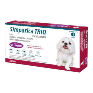 Simparica Trio Antipulgas para Perros de 2.5kg a 5kg x1 Tableta Morado