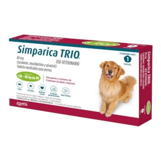 Simparica Trio Antipulgas para Perros de 20kg a 40kg x1 Tableta Verde