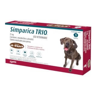 Simparica Trio Antipulgas para Perros de 40kg a 60kg x1 Tableta Marron